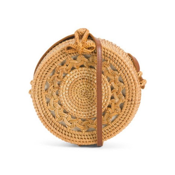 FAR EASTERN Handmade Cut Out Round Rattan Bag - Picture 1 of 4
